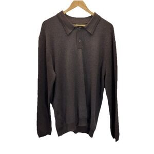 Rails collared knit 1/4 button chocolate brown sweater men's XL Harrington